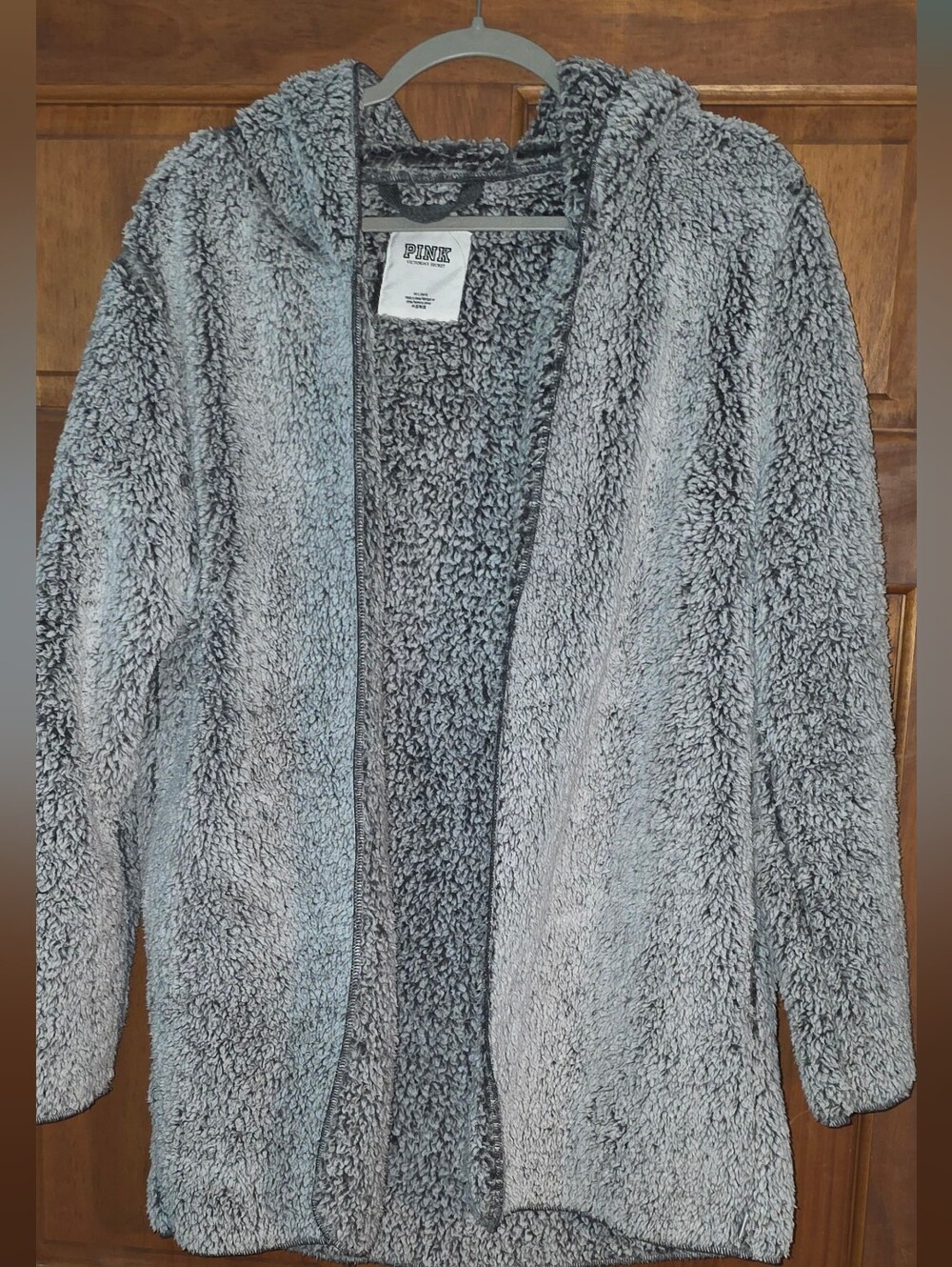 Victoria's Secret Gray Plush Open-Front Sherpa Cardigan